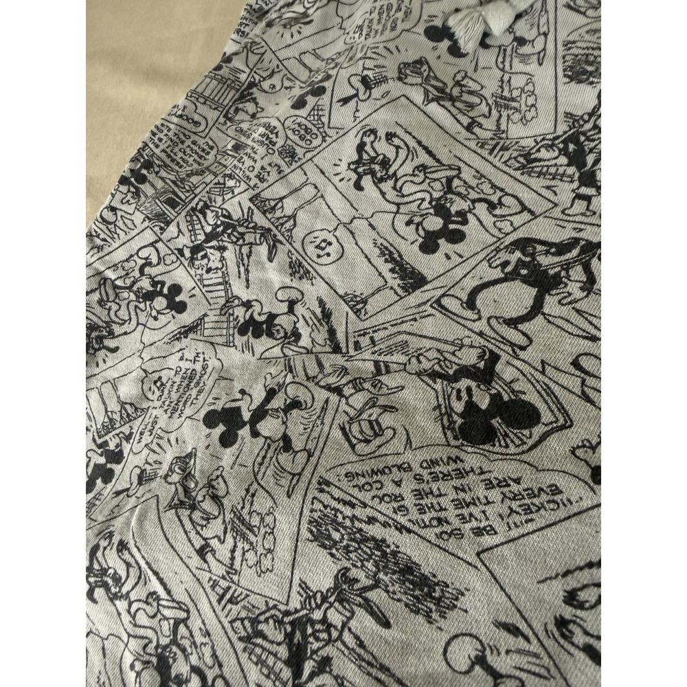 Disney Shorts Adult Large Grey Mickey Text All Over Print Drawstring Relax Mens - Picture 5 of 12